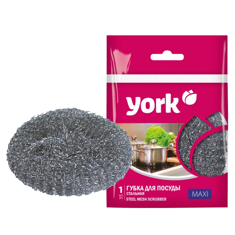 Губка для мытья посуды YORK Макси стальная 1571830