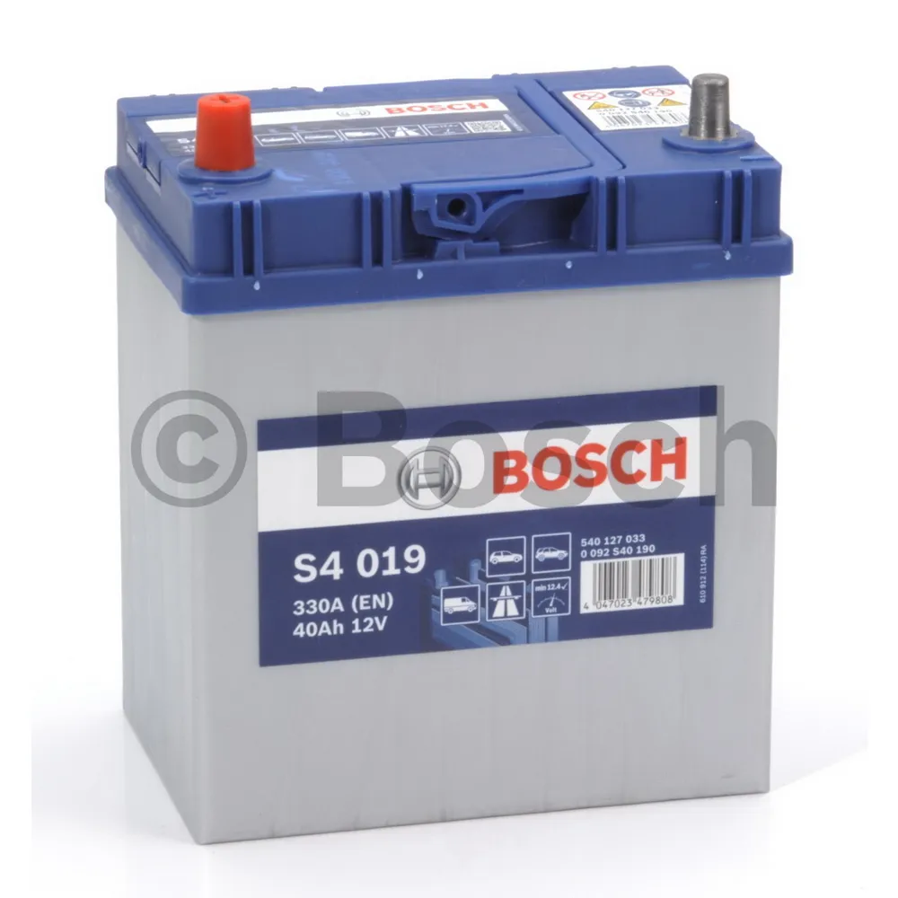 Аккумулятор BOSCH Silver JIS 40 А/ч прямая L+ 187x127x227 EN330 А