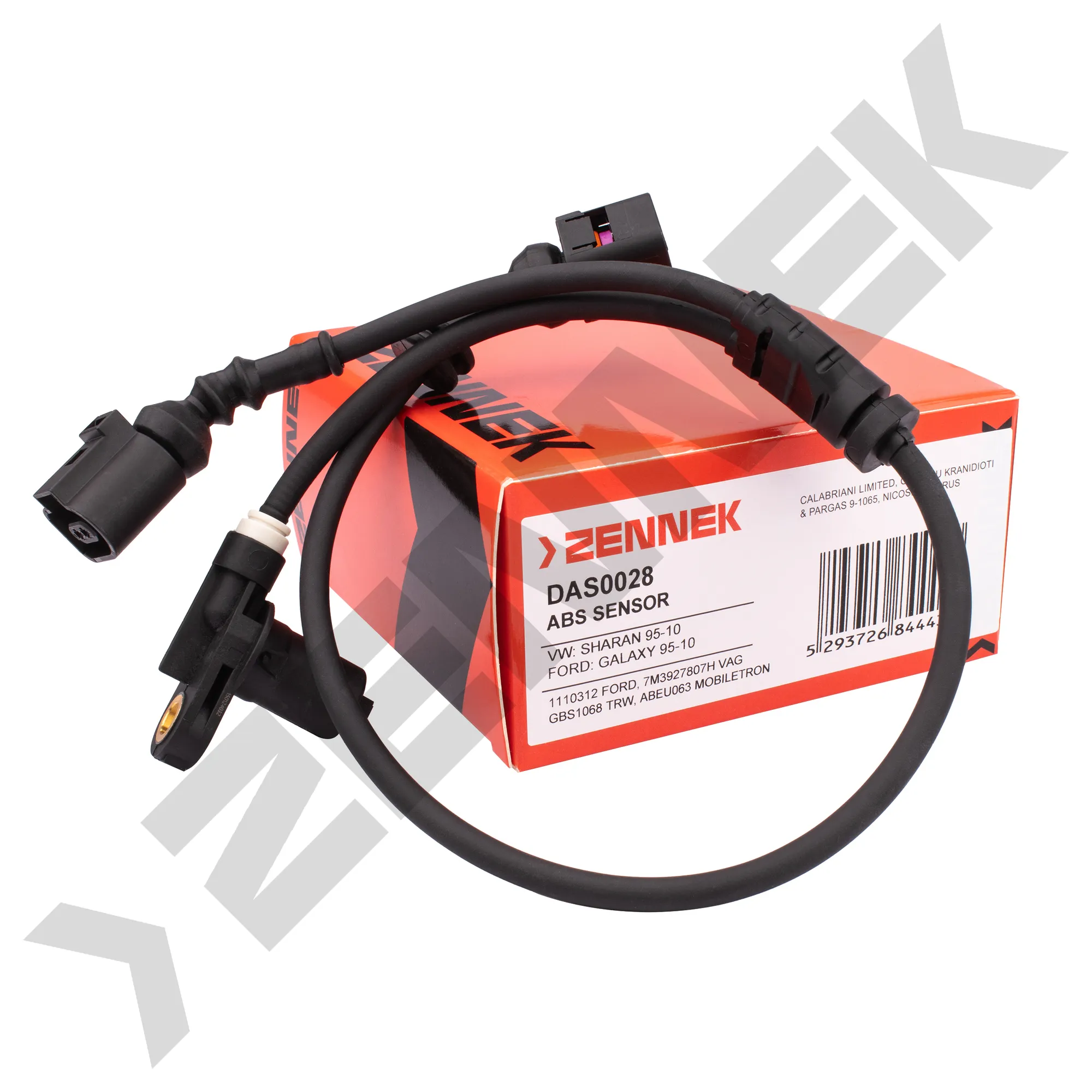 Датчик ABS передний левый VW SHARAN 95-10, FORD GALAXY 95-10 ZENNEK DAS0028