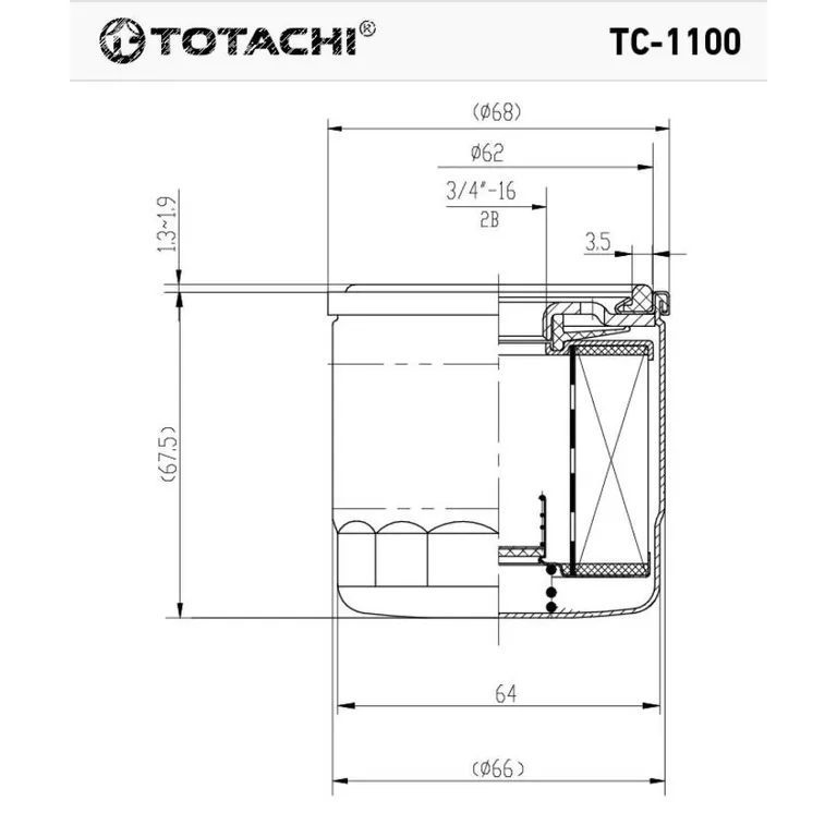 Фильтр масляный TOTACHI TC-1100 C-932 15601-87703 MANN W 67/2 TOTACHI TC-1100