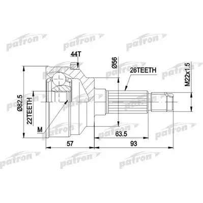 ШРУС наружн к-кт 26x56x22 KIA: SEPHIA 95 - 97, SEPHIA с PATRON PCV1398