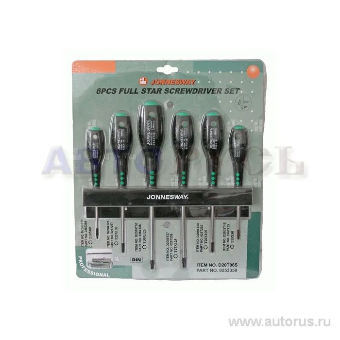 Набор отверток TORX T10-T40, 6 пр. JONNESWAY D20T06S