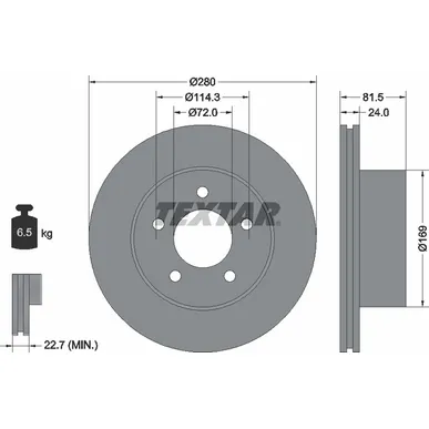 Диск тормозной передний стандартный JEEP/JEEP (BJC)/ VOLKSWAGEN (SVW) TEXTAR 92113500