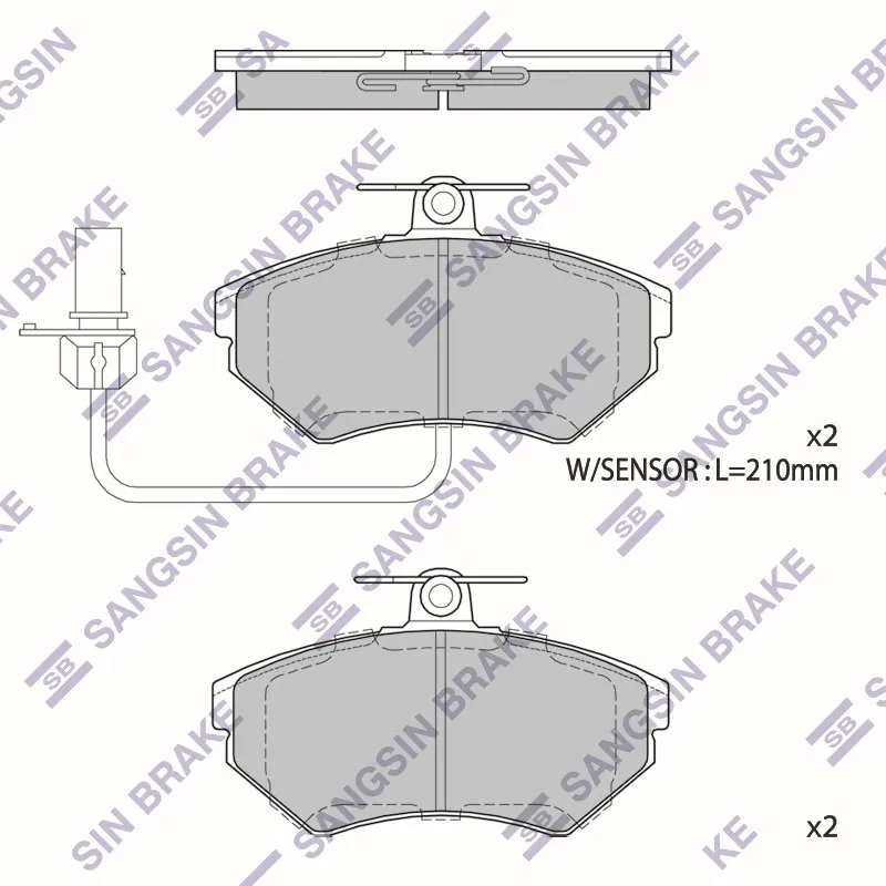 Колодки тормозные VOLKSWAGEN G3 CADDY 95 04 POLO 95 01 пер. (с датчиком) HI-Q SP1708A