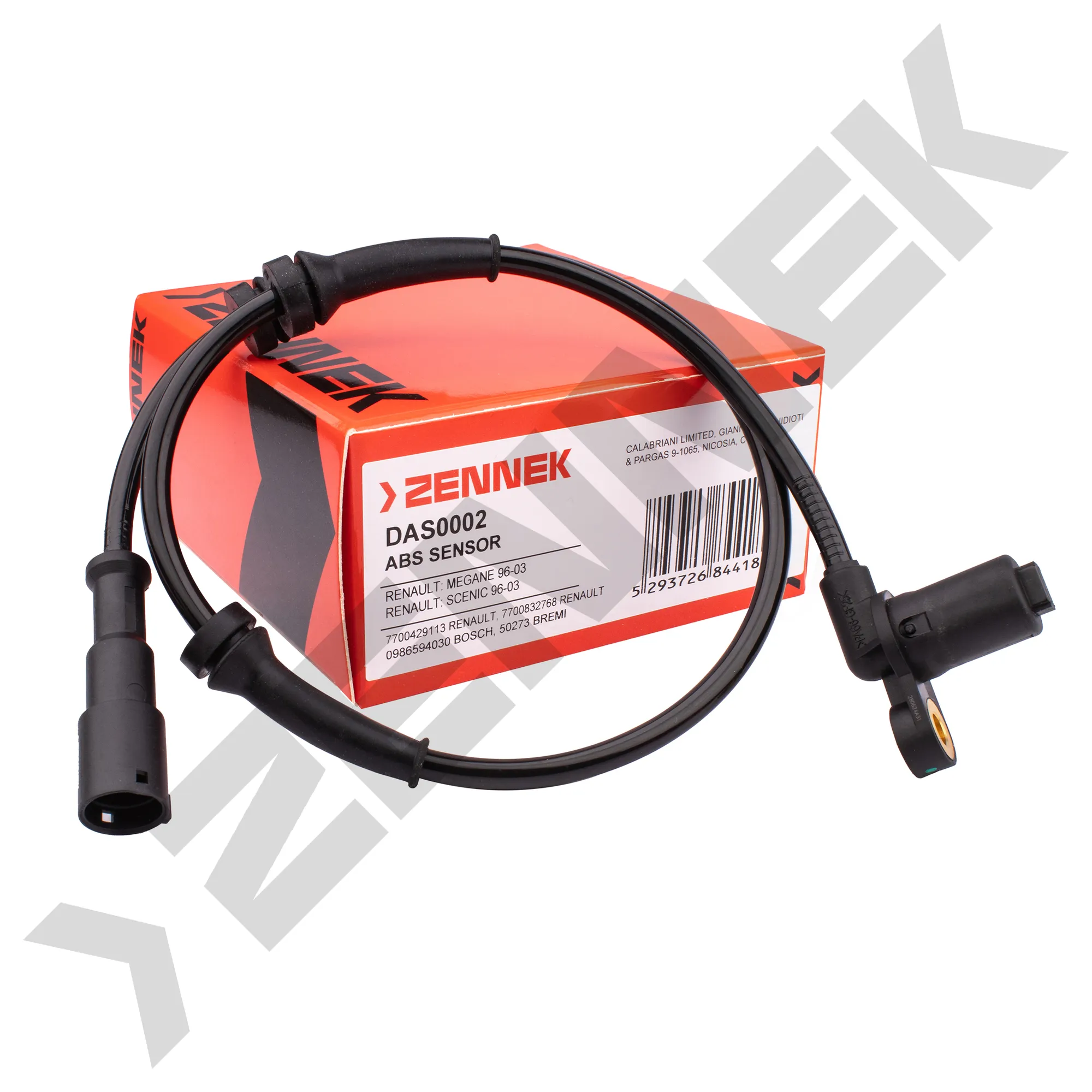 Датчик ABS передний левый/правый RENAULT MEGANE 96-03, RENAULT SCENIC 96-03 ZENNEK DAS0002