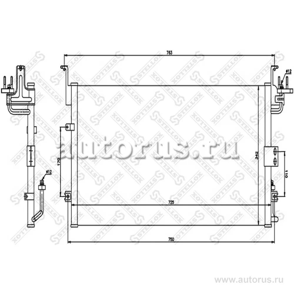 Радиатор конд. Hyundai Sonat STELLOX 10-45109-SX