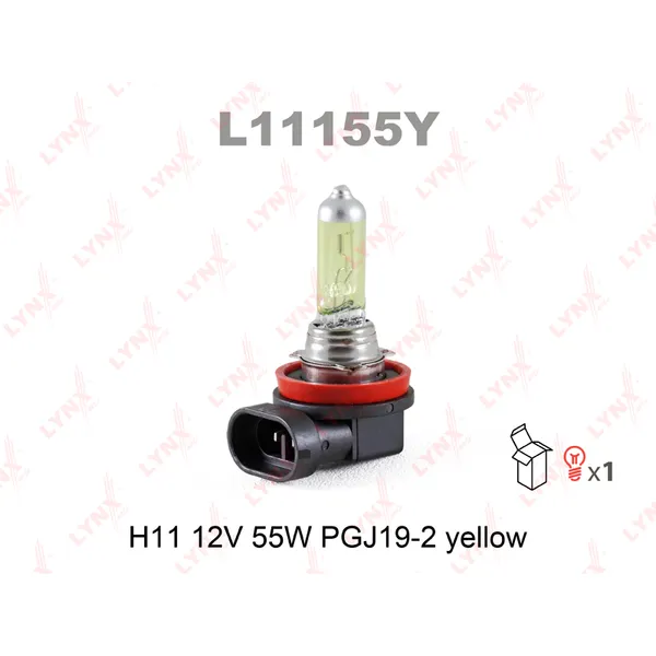 Лампа 12V H11 55W PGJ19-2 LYNXauto Yellow 1 шт. картон L11155Y