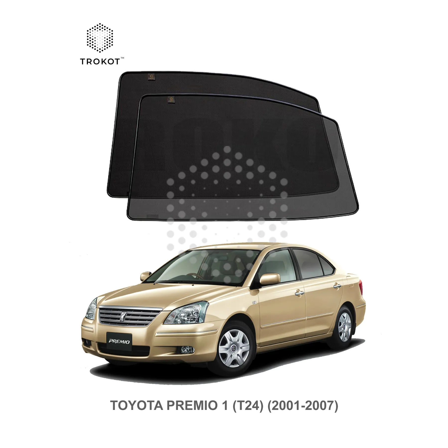 Комплект шторок на задние двери Toyota Premio (1) (T24) (2001-2007) (Правый руль)