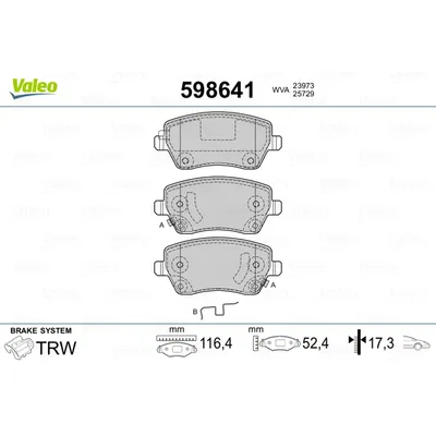 Колодки тормозные передние VALEO 598 641