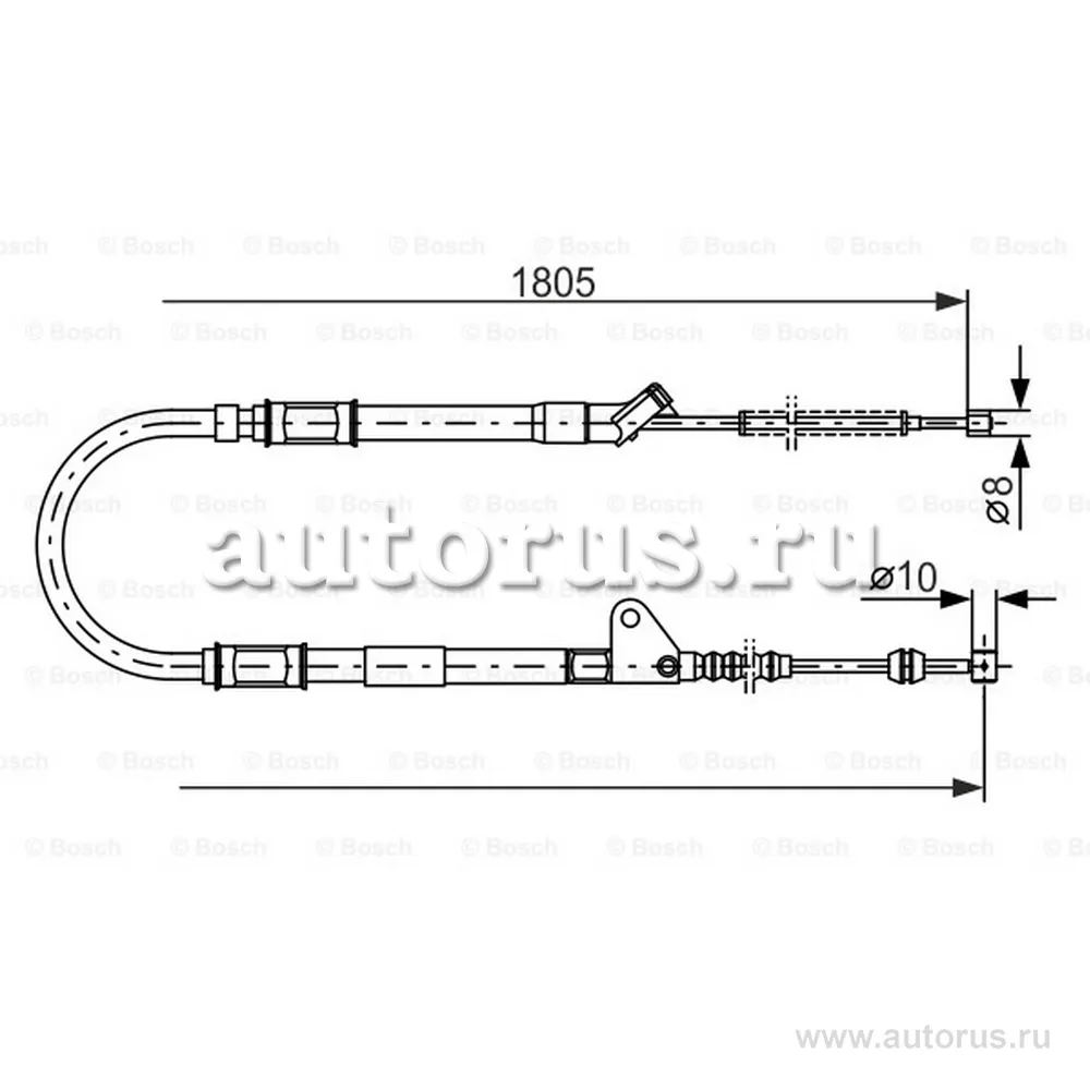 Трос ручного тормоза TOYOTA AVENSIS -03 1805 мм