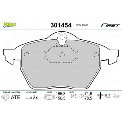 Колодки тормозные передние VALEO 301454