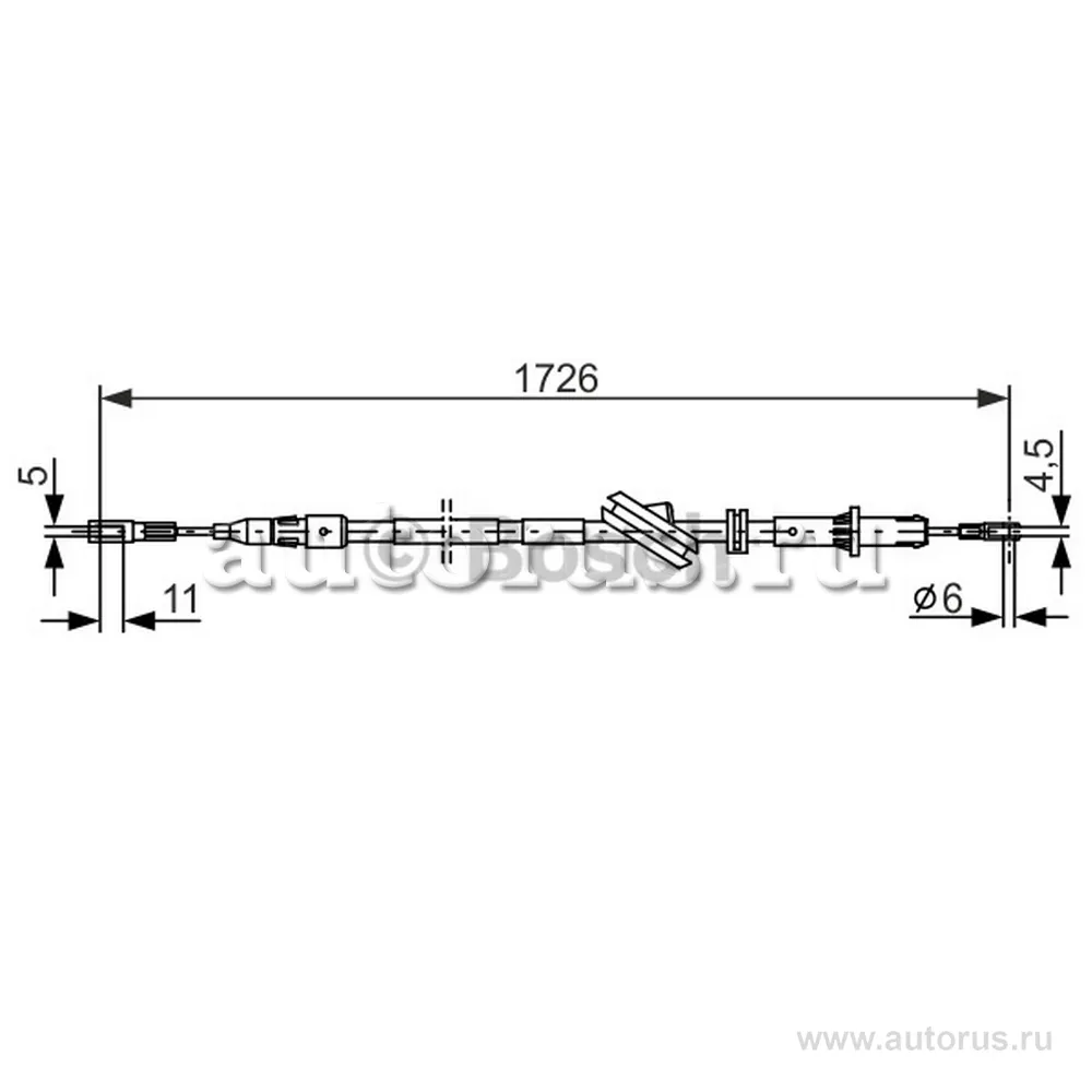 Трос ручного тормоза MB W211 1726 мм
