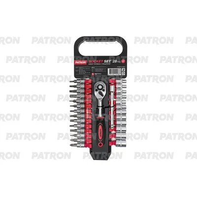 Набор инструментов 28 пр: 1/4 inch, 4-13 мм, 6 гр, головки с трещотко PATRON P0275MSA