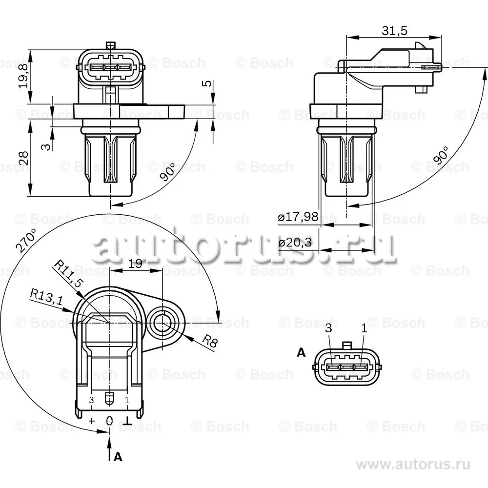 Датчик распредвала BOSCH 0 232 103 097