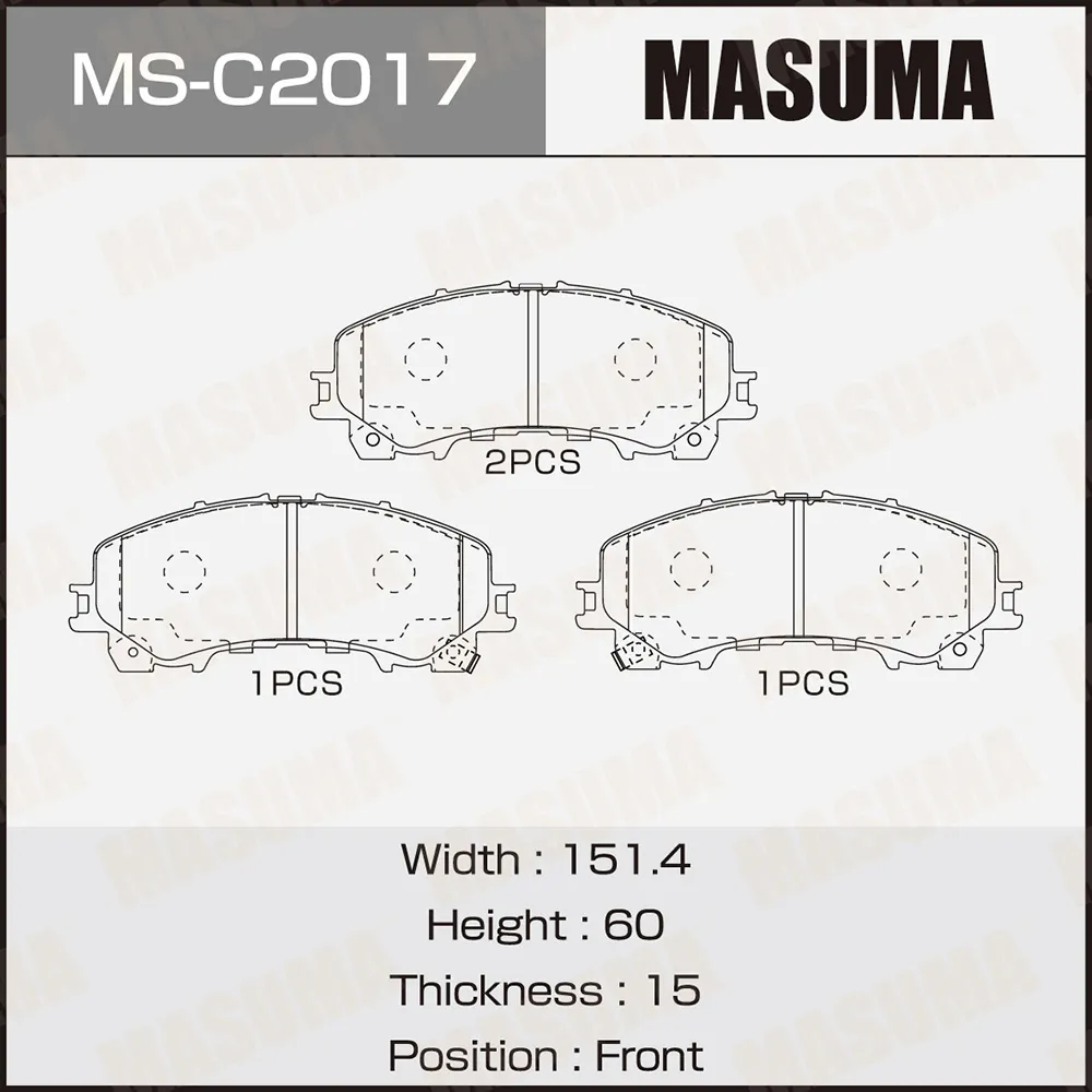 Колодки тормозные передние X-TRAIL 2014-/KOLEOS II 2016- MASUMA MSC2017