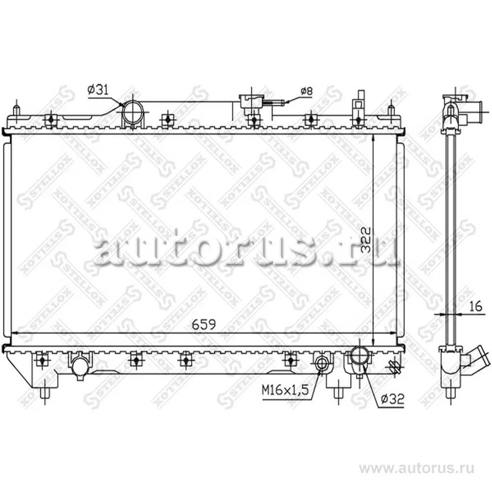 Радиатор системы охлаждения Toyota Avensis 2.0i 16V 98-00 STELLOX 10-25113-SX