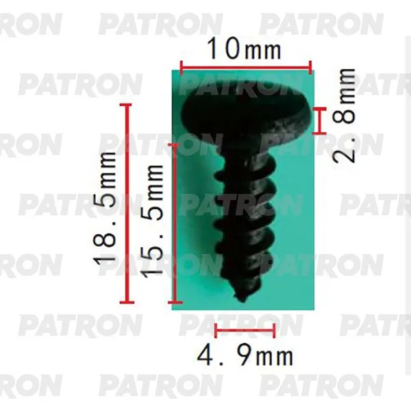 Саморез Применяемость: Саморез 4.9x18.5mm универсальный PATRON P37-2176