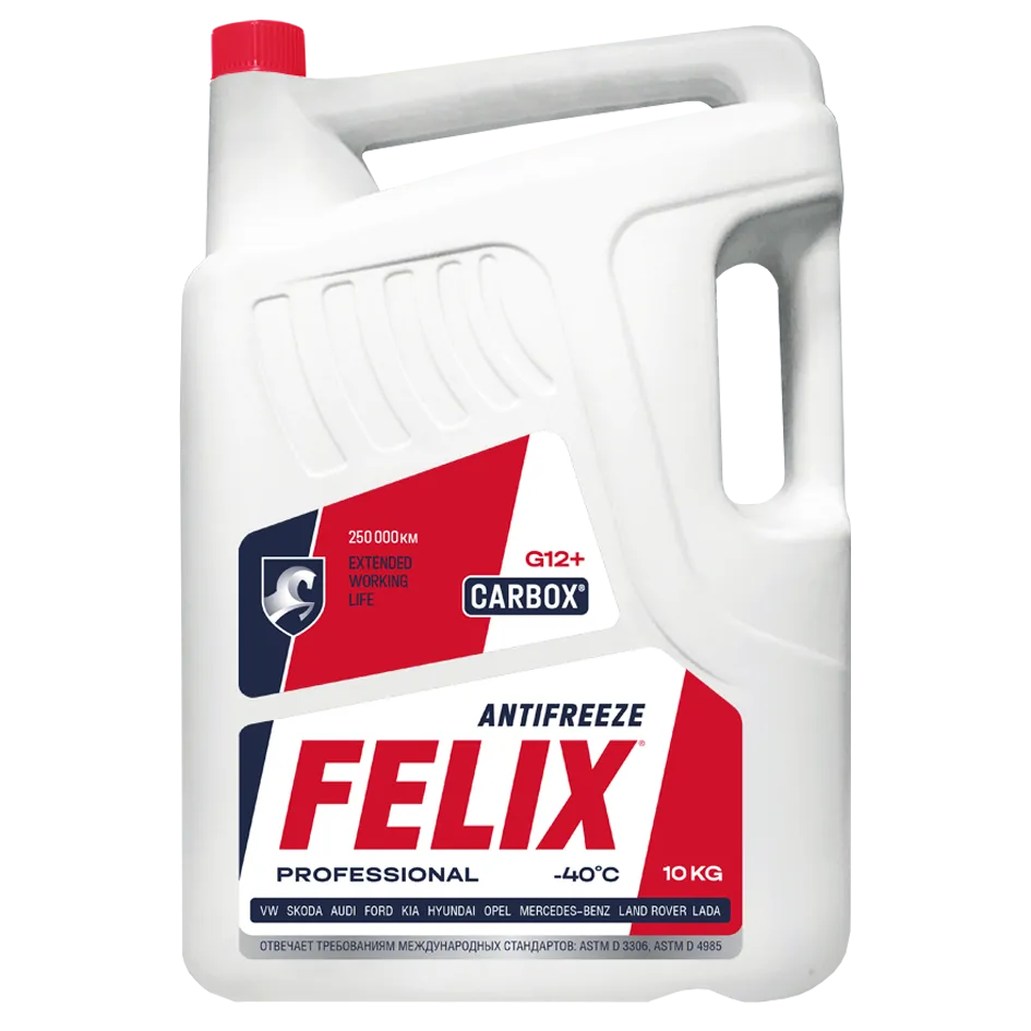 Антифриз Felix CARBOX G12+ готовый -40C красный 10 кг 430206020