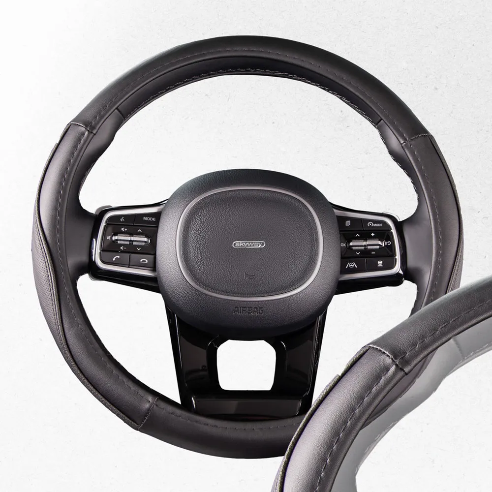Оплетка руля SKYWAY Combo-7 экокожа Черная М SKYWAY S01102298
