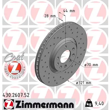Диск тормозной передний OPEL ASTRA, ZAFIRA 05> ZIMMERMANN 430.2607.52