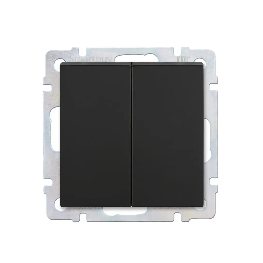 Выключатель проходной 2-клавишный 10а черный нептун SMARTBUY SBE-05B-10-SW22-0