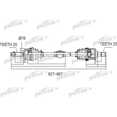 Полуось передний мост справа 25X927X52,5X25 HYUNDAI SOLARI PATRON PDS0502
