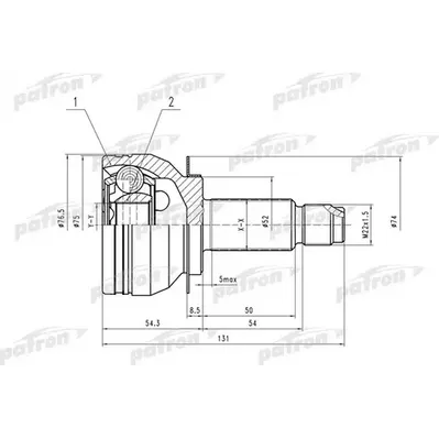 ШРУС наружн к-кт [A:27, B:30] SUBARU: Legacy IV 03- PATRON PCV4042