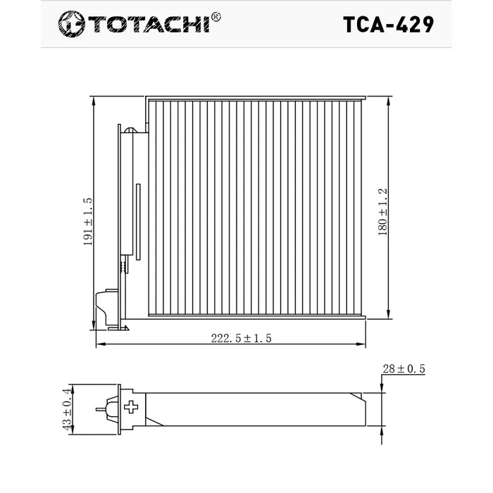 Фильтр салона TOTACHI TCA-429 77 01 062 227 CU 1829 TOTACHI TCA-429