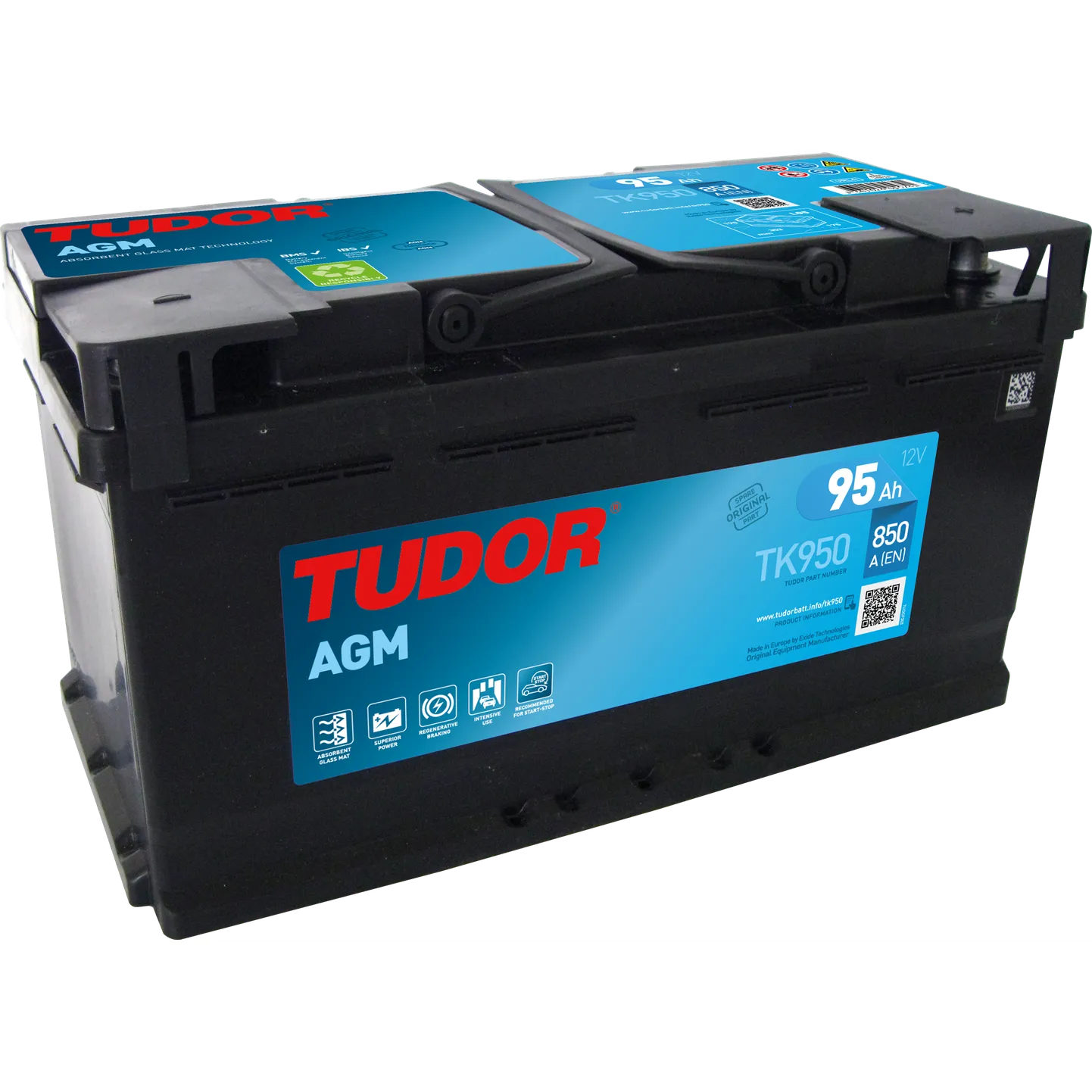 Аккумулятор TUDOR AGM 95 А/ч обратная R+ 353x175x190 EN850 А