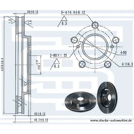 Диск тормозной передний LEXUS RX300-RX400 / TOYOTA HARRIER (U3)-- 12.2008 319X28 STARKE 179-953