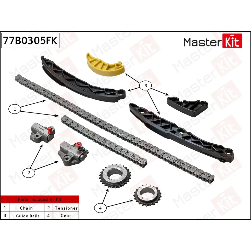 Комплект цепи ГРМ HYUNDAI/KIA G4KL MASTERKIT 77B0305FK