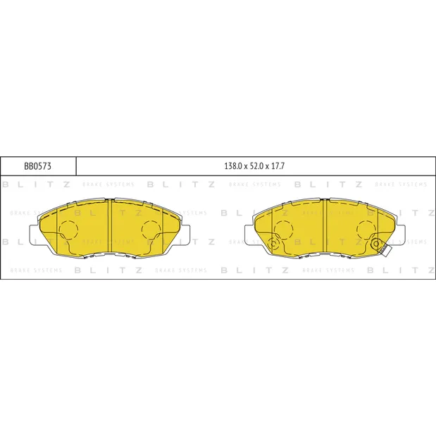 Колодки тормозные дисковые передние HONDA Accord/Civic/CR-V 94-> BLITZ BB0573