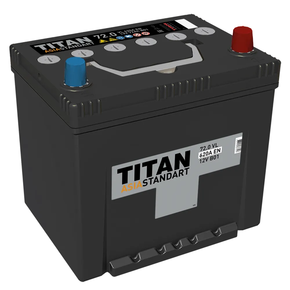 Аккумулятор TITAN ASIA STANDART 72 А/ч Обратная R+ 258x175x221 EN620 А