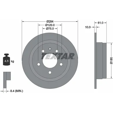 Диск тормозной задний стандартный ALPINA/BMW TEXTAR 92022400