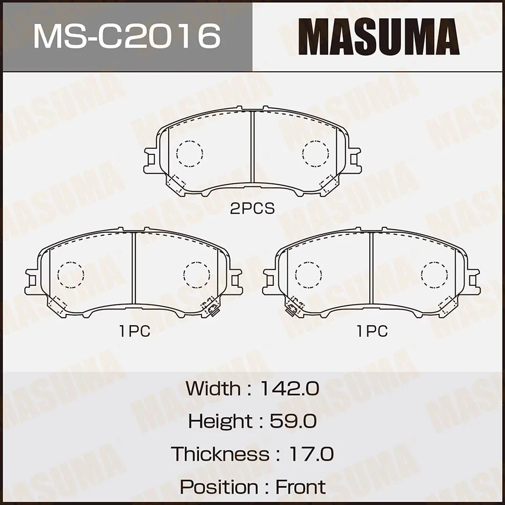 Колодки передние NISSAN QASHQAI MASUMA MS-C2016
