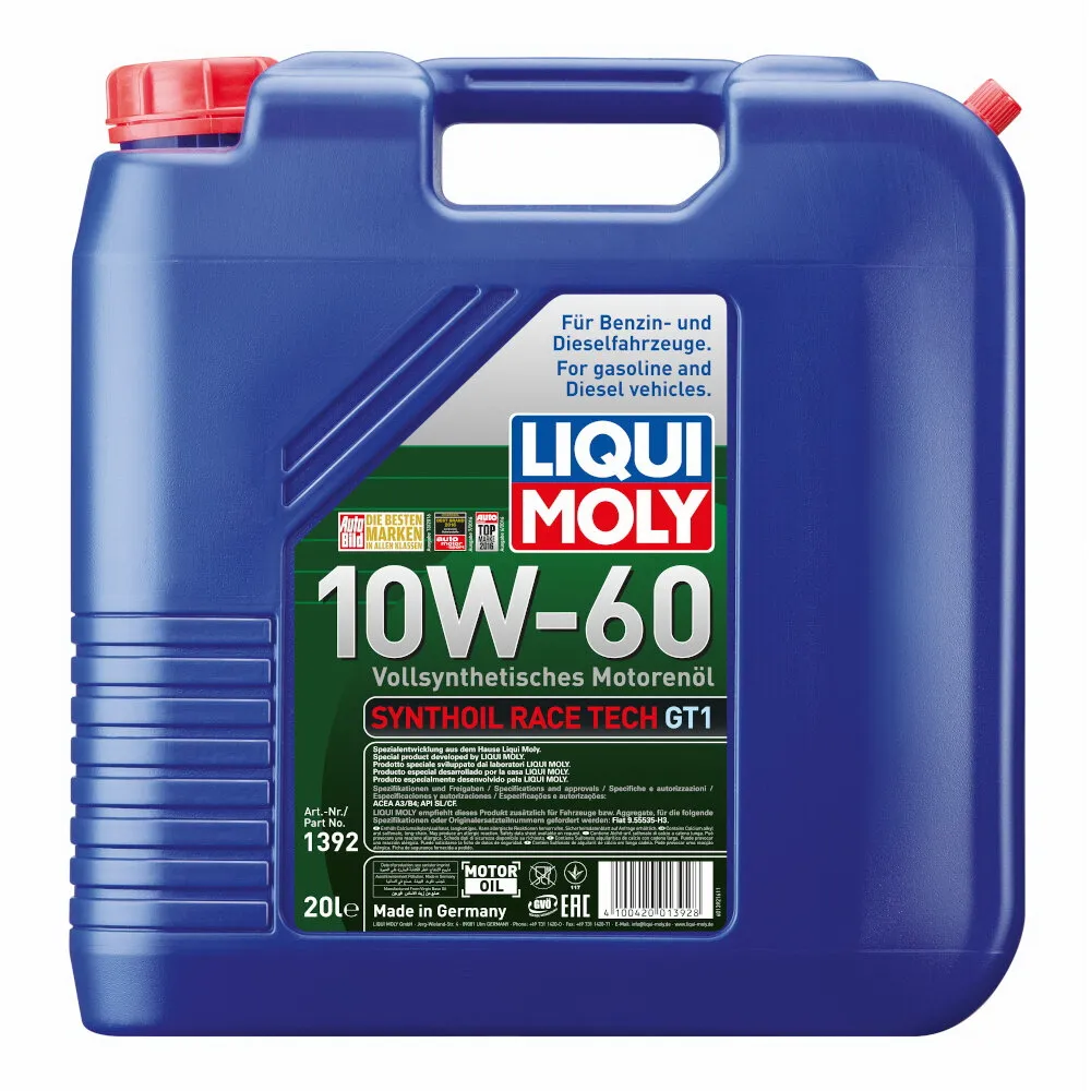 Масло моторное Synthoil Race Tech GT1 10W-60 SN A3/B4 (20л) LIQUI MOLY 1392