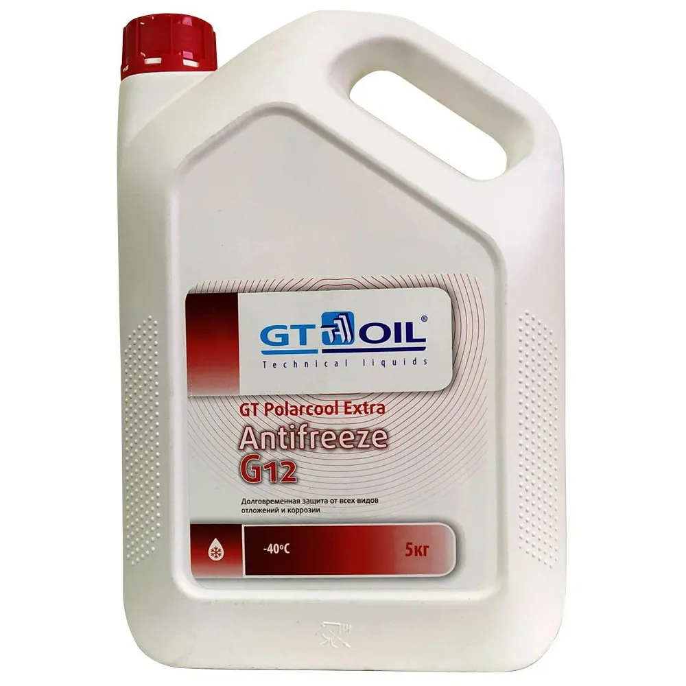 Антифриз GT OIL GT Polarcool Extra Antifreeze G12 G12 готовая -40C красный 5 кг 1950032214069