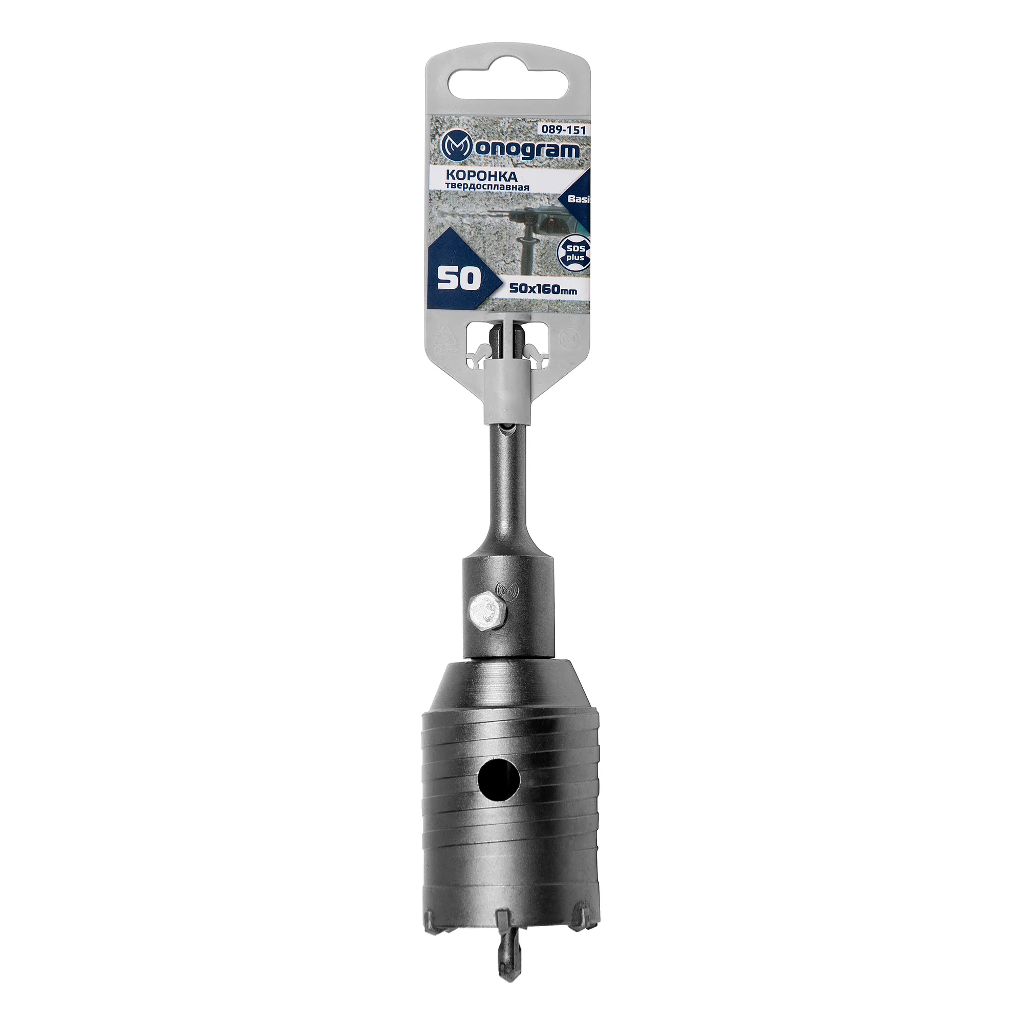 Коронка твердосплавная по бетону MONOGRAM Basis 50х50/160 мм с адаптером SDS-plus Monogram 089-151