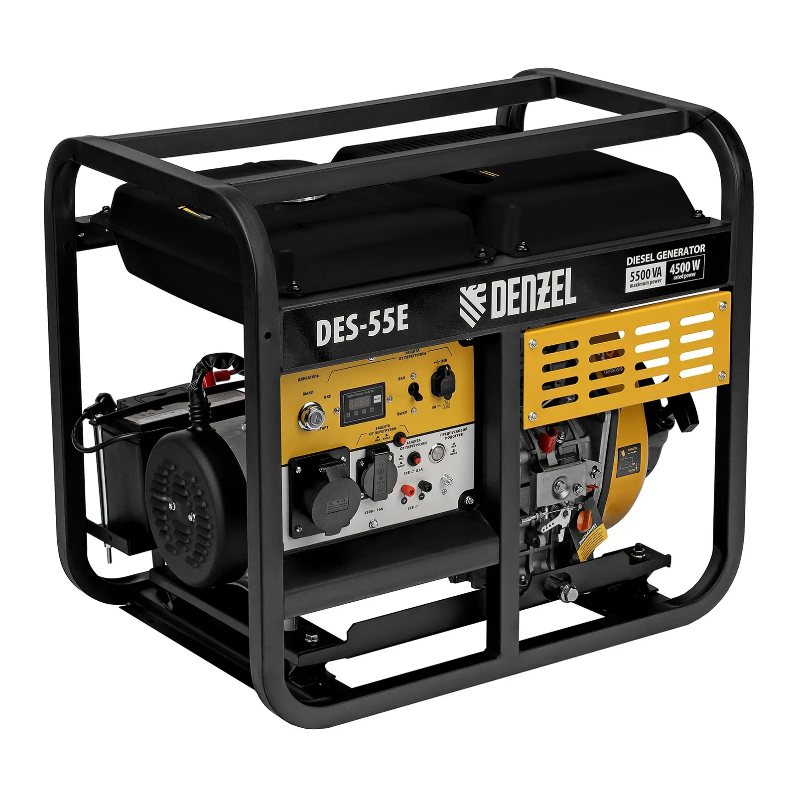 Генератор дизельный DES-55E, 5,5 кВт, 230 В, 11 л, электростартер Denzel Denzel 94414