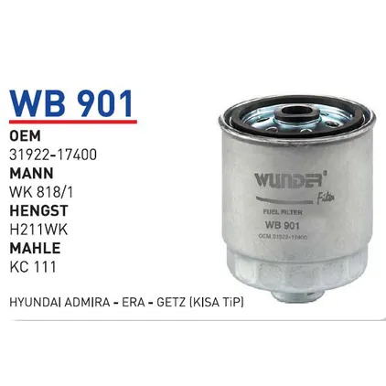 Фильтр топливный KIA Sorento WUNDER FILTER WB901
