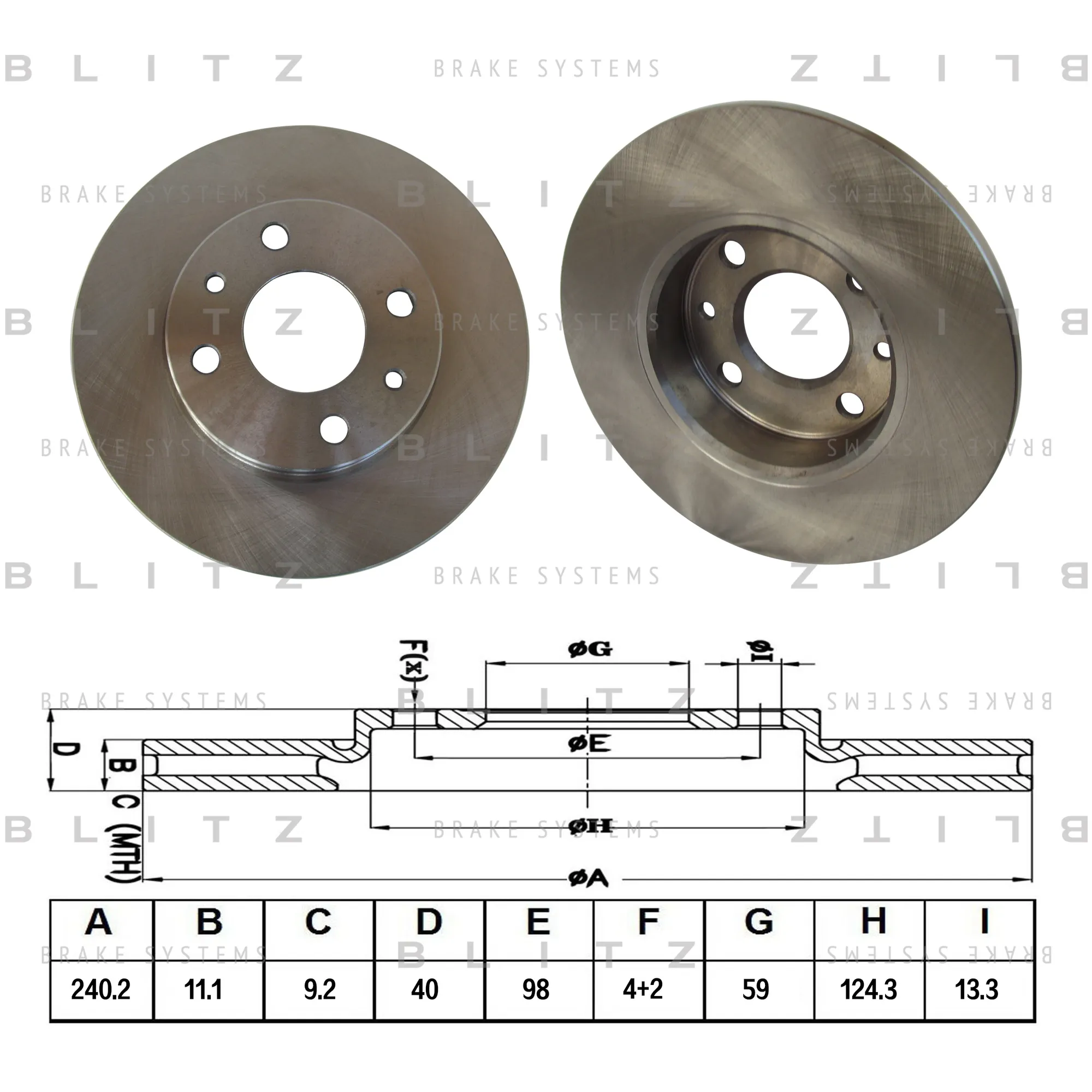 Диск тормозной задний FIAT BRAVO/MULIPLA 95->ALFA ROMEO 145/146/155 92-> BLITZ BS0115