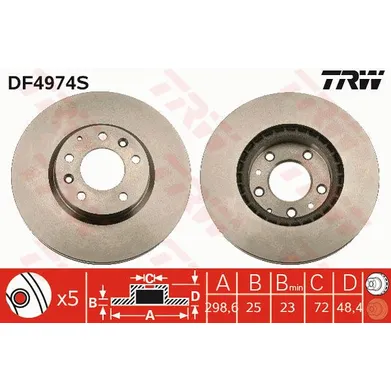 Диск тормозной передний TRW DF4974S