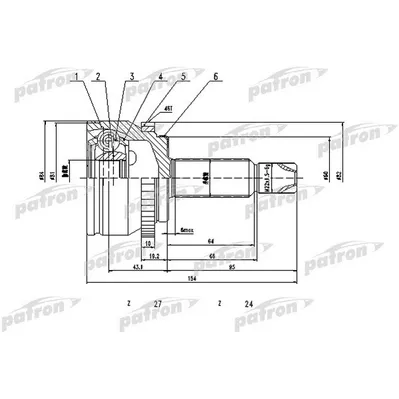 ШРУС наружный с кольцом ABS 27x60x24 ABS: 46T KIA Soul PATRON PCV1808