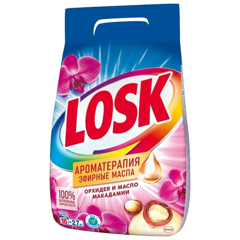 Порошок стиральный ЛОСК Арома Орхидея и Масло Макадамии автомат 2,7кг 908843