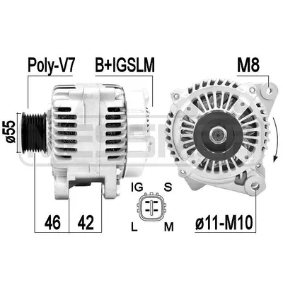 Генератор TOYOTA RAV IV 01-05 ERA 209421