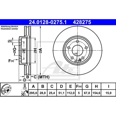 ДИСК ТОРМ MER ВЕНТ ATE 24012802751