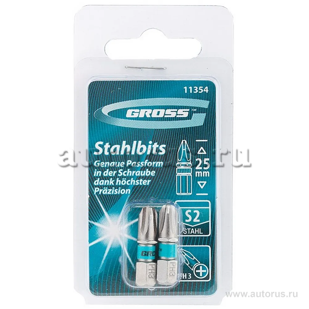 Набор бит PH3x25, сталь S2, 2шт GROSS 11354