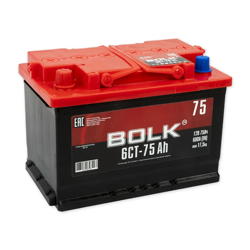 Аккумулятор BOLK Standart 75 А/ч прямой L+ 277x175x190 L3 EN 600 А