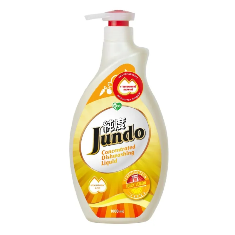 Средство для мытья посуды Jundo ЭКО конц гель Juicy Lemon дозатор, 1л 1629205