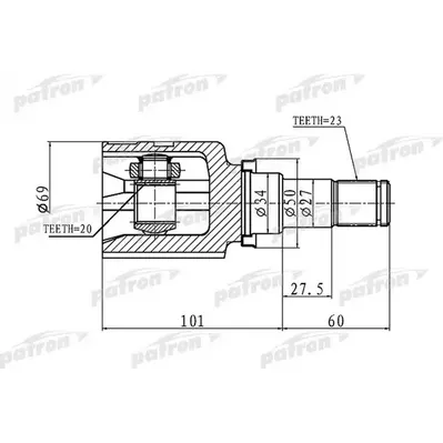 ШРУС внутренний 23x34x20 TOYOTA YARIS (JPP) KSP90 05- PATRON PCV1458